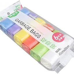 VELUZA 6 Rolls Small Trash Garbage Bags, Strong Thin Material Disposable Kitchen Garbage Bags, Durable Plastic Trash Bags for Office Home Bedroom Garden Waste Bin, (multicolor)-image-66