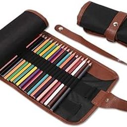 1Pcs 48 Holes Canvas Wrap Roll Up Pencil Case Pen Bag Holder Handmade Storage Pouch,Multicolor-picture-53