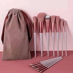13-Piece Makeup Brush Set – Synthetic Bristles, Soft and Durable with Travel Pouch, Ideal for Blending, and Highlighting, Brown color-54