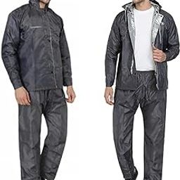 Large Rain Coat for Men Waterproof with Adjustable Hood along with inner pockets, Waterproof Rainwear Suit with Polyester Jacket, Pants and Waterproof Drawstring-image-96