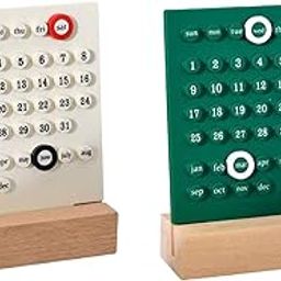 MERISHOPP 2Pieces Creative Perpetual Calendar Ornaments for Desktop White and Green-image-27