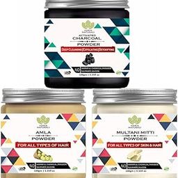 Haria Naturals Charcoal & Amla & Multani Mitti Powder(Pack Of 3) 300GM-image-4