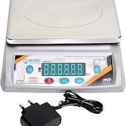NIVAYO Digital Weighing Scale, 30 kg Capacity, Rechargeable Battery, Dual Display, Stainless Steel Platter, Auto Zero Tracking, Power Adeptor (Grey)-19