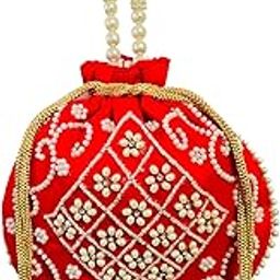 Handmade Baby Pink Potli Bag with Pearl Handle & Tassels | Handcrafted Bridal Clutch for Women | Stylish Embroidered Pouch for Weddings, Festivals & Parties-image-43