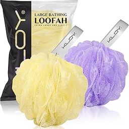 KLOY Large Bath Loofah Sponge Scrubber Exfoliator for High Lather Cleansing (Purple and Yellow)-43