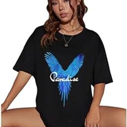 Latest Fancy and Designer Prints Cotton Blend Half Sleeves Lightweight Summer Trendy Oversize Baggy Loose Fit Drop Shoulder T Shirts for WomenWomen T Shirt-023-image-51