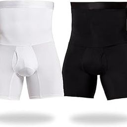 Men's Tummy Control Shapewear Shorts High Waist Slimming Anti-Curling Underwear Body Shaper Seamless Boxer Brief-14