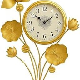 Cloyster Modern Silent Wall Clock – Elegant Golden Flower Metal Design for Hallway, Bedroom, Living Room. (CL-01)-image-25