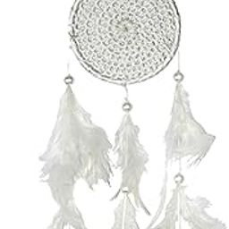 RPH Handicrafts Wind Chime 3 inches Circle 3 Bells Dream Catcher Suitable for Outdoor, Garden Decoration, Wind Chimes with Wind Catcher 18cm x 8cm Small (White)-image-35