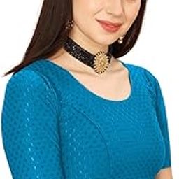Women's Ready-to-Wear Saree Blouse - Round Neck, Elbow Sleeve, Dobby Cotton Lycra Stretchable Blouse for Saree - Elegant Fit & Breathable Fabric-image-19