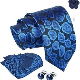 Tie for Men – Plaid Silk Neck Ties Set with Cufflinks Flower Pin, Pocket Square & Black Gift Box, Combo Necktie Sets for Office Wear, Formal Suits & Weddings (0, STONEpn)-image-70