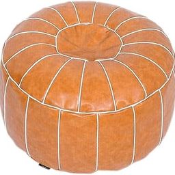 CALANDIS™ Bohemian Leather Pouf Cover Bedroom Decor Embroider Craft 21inch Round Yellow | Ottomans, Footstools & Poufs | Furniture-image-28