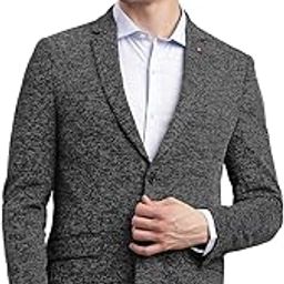turtle Men Knitted Notch Lapel Collar Charcoal Single Breasted Party Blazer-picture-36