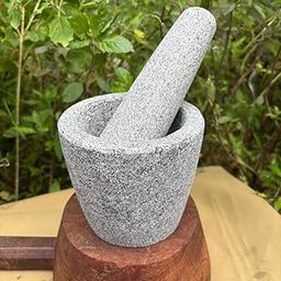 Rootico 4.7-Inch Stone Mortar and Pestle | Traditional Ammi Kutty/Khalbatta | Hand-Cut Natural Stone Masher for Spices, Herbs & Chutneys | Handmade-image-72