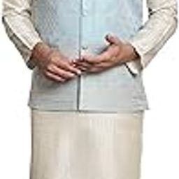 (Since 1958 Men's Silk Blend Kurta and Pyjama with Nehru Jacket-image-84