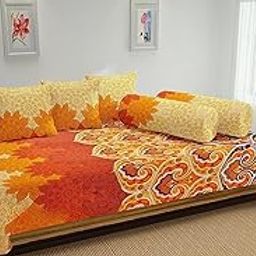 AASHIYANA SAJONA 100% Cotton Diwan Set Cotton 8 Pieces Set for Living Room Hall (Set of 8 Piece, 1 Diwan Sheet (60” X 90”), 2 Bolster Cover (16” X 32”), 5 Cushion Covers (16” X 16”)-7