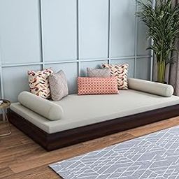 Sheeshamwallah Wooden Low Height Double Bed Without Storage | Space Saving Low Floor/Lying/Rise/Level/Profile Cot Bed for Bedroom | Solid Wood Acacia, Walnut, Mattress Size: 78x48 Inch-image-47