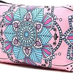 SELLYFELLY Women Cosmetic Bag Travel Makeup Pouch Waterproof Makeup Bag for Purse Portable Toiletry Bag Accessories Organizer, Pink Mandala-image-18