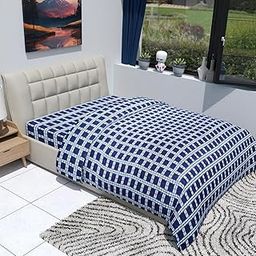 Furnishing Hut Single Bed Woolen Fabric Geometric Quilt Cover/Duvet Cover/Rajai Cover/Blanket Cover for Winters (Blue, Single 60 * 90 Inches)-image-10