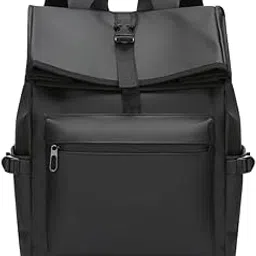 the purple tree Zuno Black Waterproof Laptop Backpack for Men & Women | Large 28L Roll-Top Anti-Theft Travel Backpack with USB Port & Laptop Compartment | Stylish Foldable Laptop Bag-picture-1