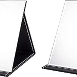 YELONA Portable Folding Makeup Mirror, Frameless PU Leather Vanity Mirror with Stand for Desk Table Camping Travel Personal (Black-Pack of 2, Rectangular, Unframed, Tabletop Mount)-image-97