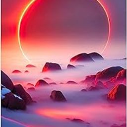 hyzsj Large 5D Diamond Painting Kits Full Drill Red Moon for Adults DIY Diamond Painting with Crystal Rhinestone Embroidery Home Wall Decor (27.4 x 15.7 inch)-image-1
