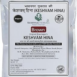 Keshvam Hina Herbal Hair Color, Brown (Pack of 10), Original Bhavnagar Hina 250 gms-image-62