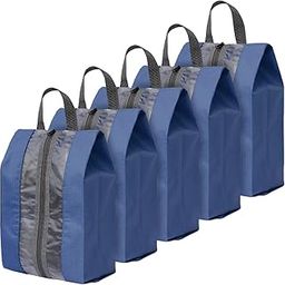 FATMUG Shoe Pouch Travel Organizer Packing and Gym - Footwear Portable Storage- Set of 5 - Navy Blue (Navy Blue)-image-6