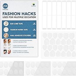 Earlobe Supporter (3 Sheets, 30Pcs) Nail Stickers for Women (8 Sheets, 192Pcs) Fashion Tape (36Pcs) Nail Aadhesive Glue Ear Stickers for Heavy Earrings Double-Sided Clothing Tape Combo (Clear)-picture-49