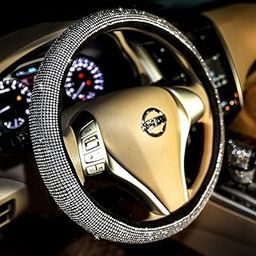 Yagzon Car Bling Rhinestones Steering Wheel Cover with Sparkling Crystal Dimond, Anti-Slip Steering Wheel Protector, 15 inch Elastic Universal for Cars, Vehicles, SUVs, Bling Car Interior Accessories-image-14