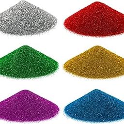 Sparkling Glitter Powder Jars - Multicolor (Pack of 6) – Nail Decoration Fine Glitter Shakers - Sparkle Dust for Slime, Art & Crafts, Makeup, DIY – Multipurpose - चमकदार पाउडर - গ্লিটার - Jigina-image-36
