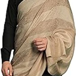 Mens Extra Fine Wool Shawl, Check Ambi design, Beige-image-2