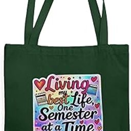 Canvas Eco-friendly Zipper Tote Bag for College Girls - Campus Casual Collection - Living My Best Life, One Semester at a Time-image-79