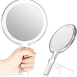 Double-Sided Handheld Mirror with Stand 1X/10X Magnifying Mirror with Handle Clear Adjustable Handheld Mirror Round Makeup Hand Mirror for Women Girls Makeup Tools Accessories Home Travel Use-13