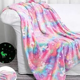 TONY STARK Big Size Unicorn Glow in The Dark Blanket for Kids, 0-15 Years |200x152 Cm| Soft Flannel Fleece Throw, Cozy & Warm All-Season Radium Blanket for Boys & Girls – (Multicolor Unicorns)-11