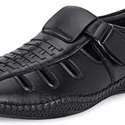 Men's Fisherman Sandals | Cushioned Insole & Hook & Loop Straps | Trendy Sporty Design with Premium Upper | Closed-Toe Sandals for Travel & Walking (6616)-image-90