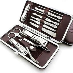 Glowhouse 12 In 1 Professional Manicure Pedicure Kit Luxury Nail Grooming Set With Designer Leather Case (Stainless Steel, Silver)-image-32