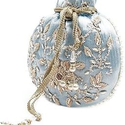 Women The Very Stylish Powder Blue Colored Potli Bag-18