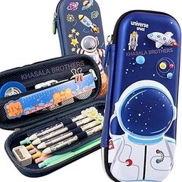Polyester 3D Printed Pencil Pouch For Kids, Compass School Pouch Premium Stylish Pen Holder Pouch Stationery Box Pencil Pouch Bag (Multicolor) (Space Printed)-image-7