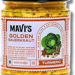 MAVI's Golden Sauerkraut| Spicy, Organic & Natural Cabbage & Fresh Turmeric | Gut friendly | 100% Natural & Vegan | No Preservatives | No Artificial Flavour or Colour | 200g (Pack of 1)-image-61