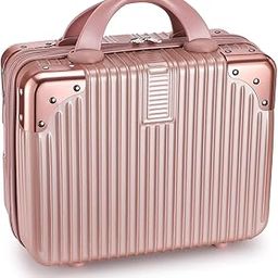 Makeup Case Suitcase, Mini Bag, Mini Hard Shell Travel Luggage, Women Portable Water Proof Carrying Suitcase, Organizer Bag, Small Hard Shell Cosmetic Lugge Bag, Water Proof (B-Rose&Gold)-32