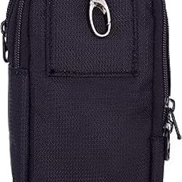 Saco Universal Small Zipper Cellphone Holster Belt Loops Clip case Pouch Vertical Waist Bag with Card Holder for Running, Camping, Hiking, Rock Climbing/Dual Mobile Phone Pouch - Black-97