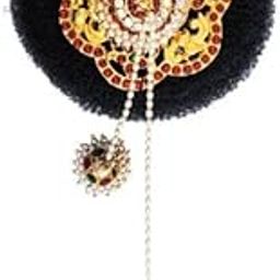 Andal Kondai Full Red With White Kempstones With Decorative Hair Ring Ethnic Hair Accessory For Bridal, Bharatanatyam Traditional Hair Styal (AD:00126)-image-75
