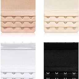 4 PCS Women's Bra Extenders 4 Hooks 3 Rows Stretchy Bra Extension Strap Elastic Bra Band Hook Bra Strap Extender Bra Extenders 4 Hooks Plus Size (3.8" x 2.95",with 3/4" Hook Center Spacing)-3