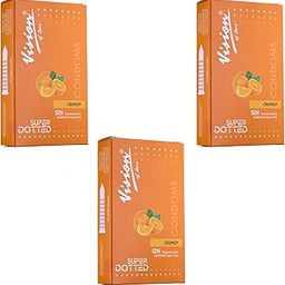 Vision Of Love Super Dotted Real Feel Condoms for Men | Ultra Soft for Extra Pleasure and Satisfaction | Long Lasted, Lubricated | Orange Flavour Condoms - 12 (Pack of 3)-image-21