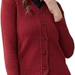 Women's Blended V-Neck Cardigan Sweater (PV501_Maroon-picture-25