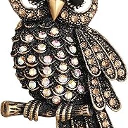 Antique Gold Finish Vintage Owl-Shaped Crystal Brooch/Lapel Pin for Women (BP1101189G)-image-53