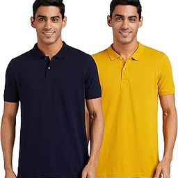 Men's Solid Cotton Rich Polo T Shirt | Collar Tshirts | Half Sleeves | Plain (Combo Pack of 2) -Regular Fit-image-62