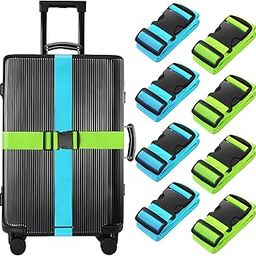 BILIONE 4 Pack Luggage Straps 79" Long Belts Keep Suitcase Secure While Traveling, TSA Approved Add a Bag Premium Accessory for Travel Bag Closure (4 Pcs Blue + 4 Pcs Green)-3