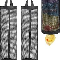 BRIGHTZONE Polyester Grocery Bag Holder Plastic Dispenser Foldable Breathable Washable Hanging Mesh Garbage Bag Organizer for Kitchen Plastic Bag Storage (Pack of 2)-image-87